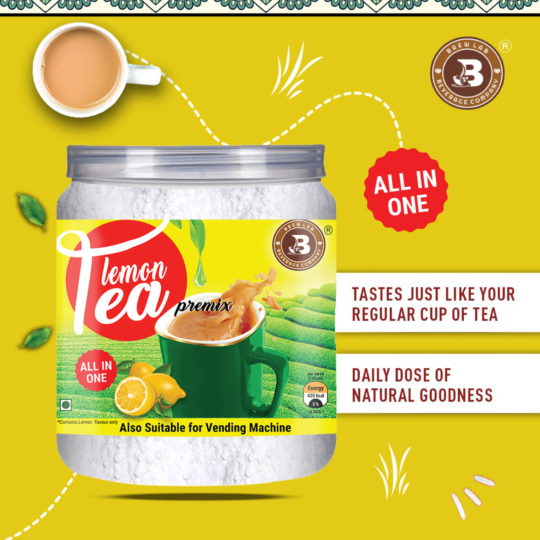 Brew Lab Lemon Tea Premix Also Suitable For Vending Machine Daily Dose Of Natural Goodnes Lemon Tea Plastic Bottle (100 g)