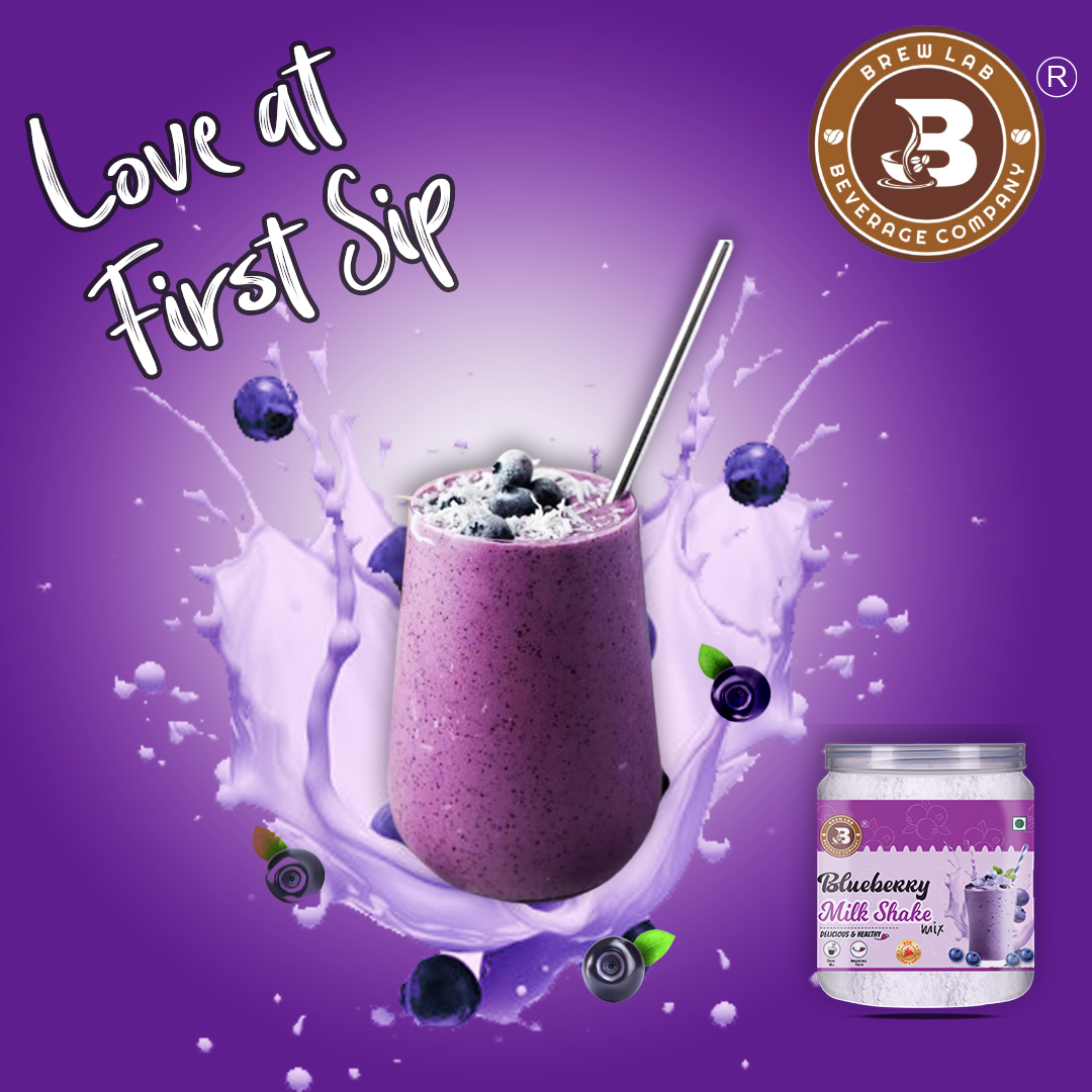 Brew Lab Blueberry Milkshake Mix | Instant Drink Mix Thicker, Milkier and Tastier | 100 g