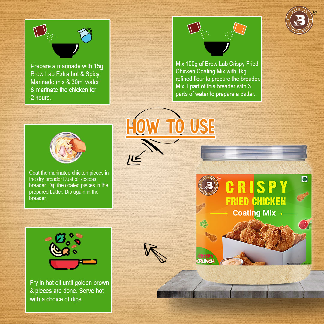 Brew Lab Crispy Fried Chicken Coating Mix | Perfect For Fried Prawns, Fish Fingers & More | (100 g)