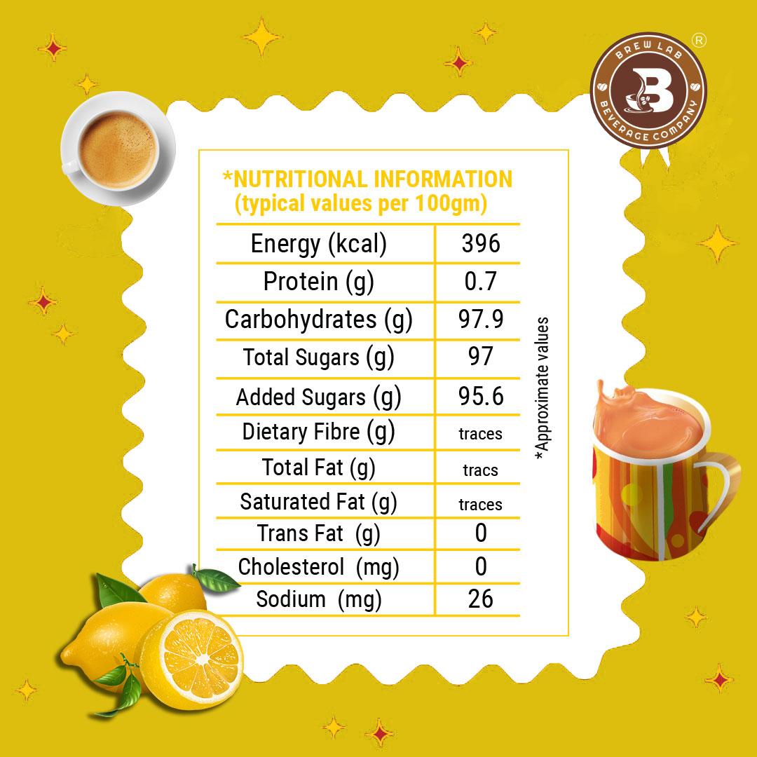Brew Lab Lemon Tea Premix Also Suitable For Vending Machine Daily Dose Of Natural Goodnes Lemon Tea Plastic Bottle (100 g)