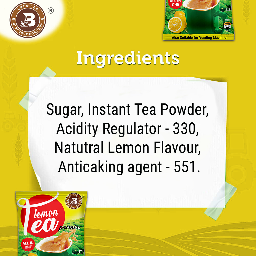 Brew Lab Lemon Tea Premix Also Suitable For Vending Machine Daily Dose Of Natural Goodnes Lemon Tea Plastic Bottle (100 g)