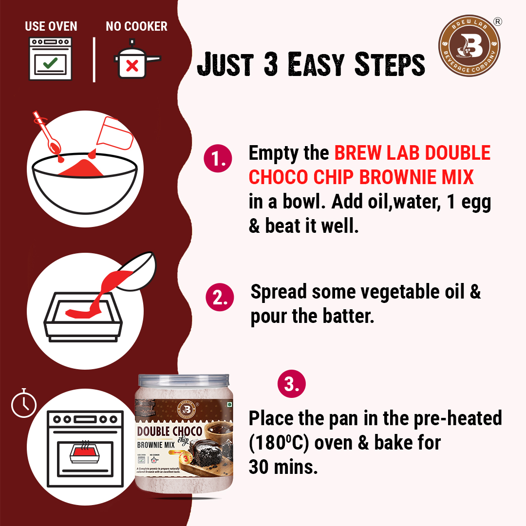 Brew Lab Brownie Mix | double Choco Chip Brownie Mix | (75gm)