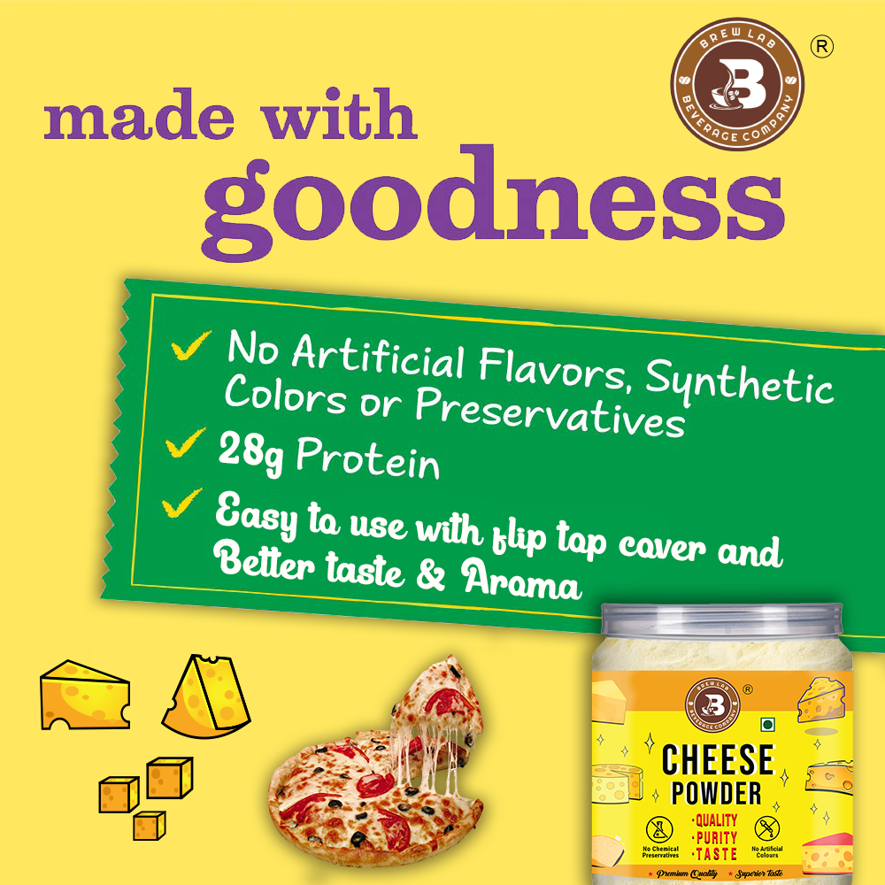Brew Lab Cheese Powder for Pizza, PopCorn, Pasta, Fries Seasoning |No Gluten, No Additive (100 g)