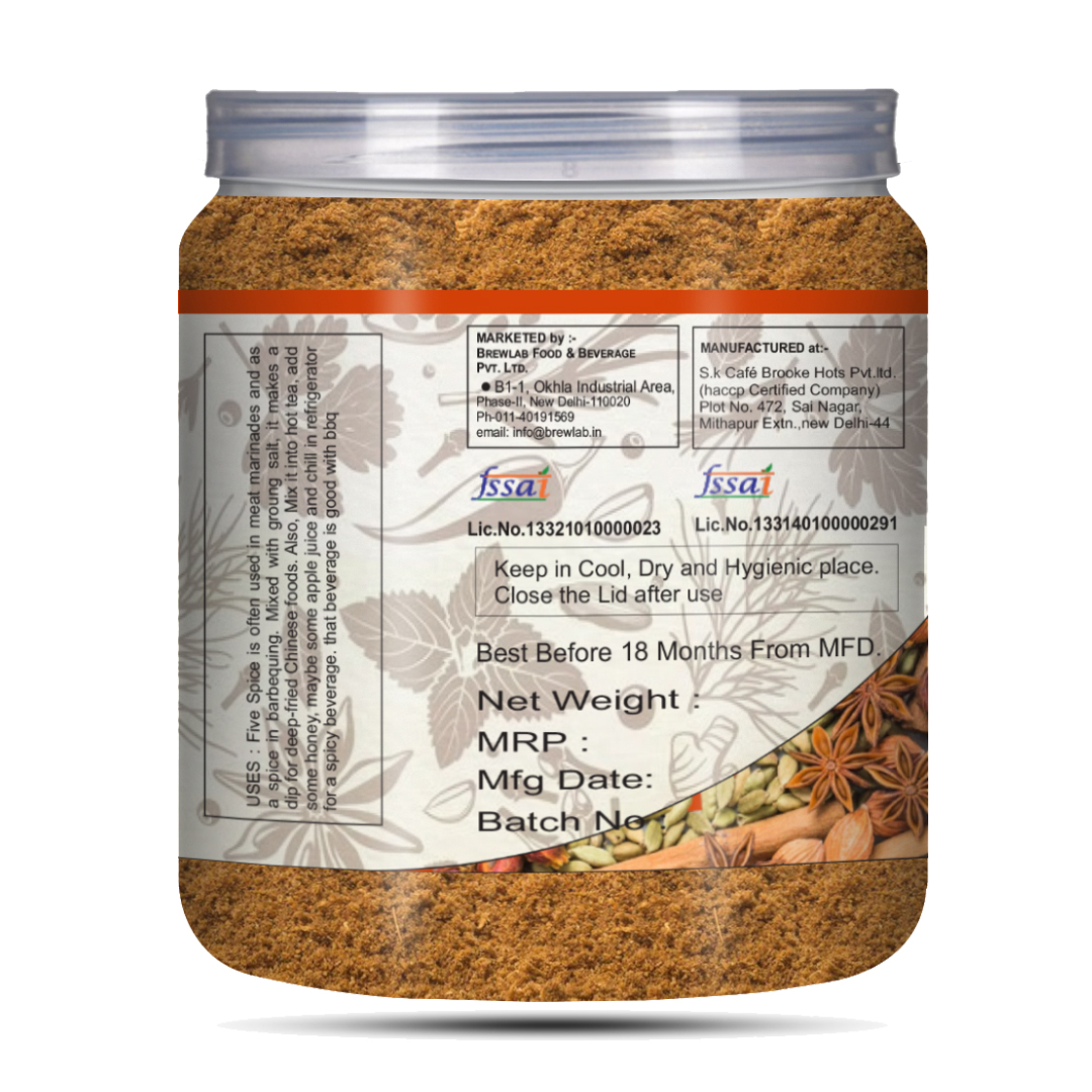 Brew Lab 100% Natural Garam Masala (Five Spices Masala) Blended Spice Mix | No Preservatives, Gluten Free, GMO Free | Five Exotic Flavor to Spice up Indian Chinese Cuisines -100 Gram