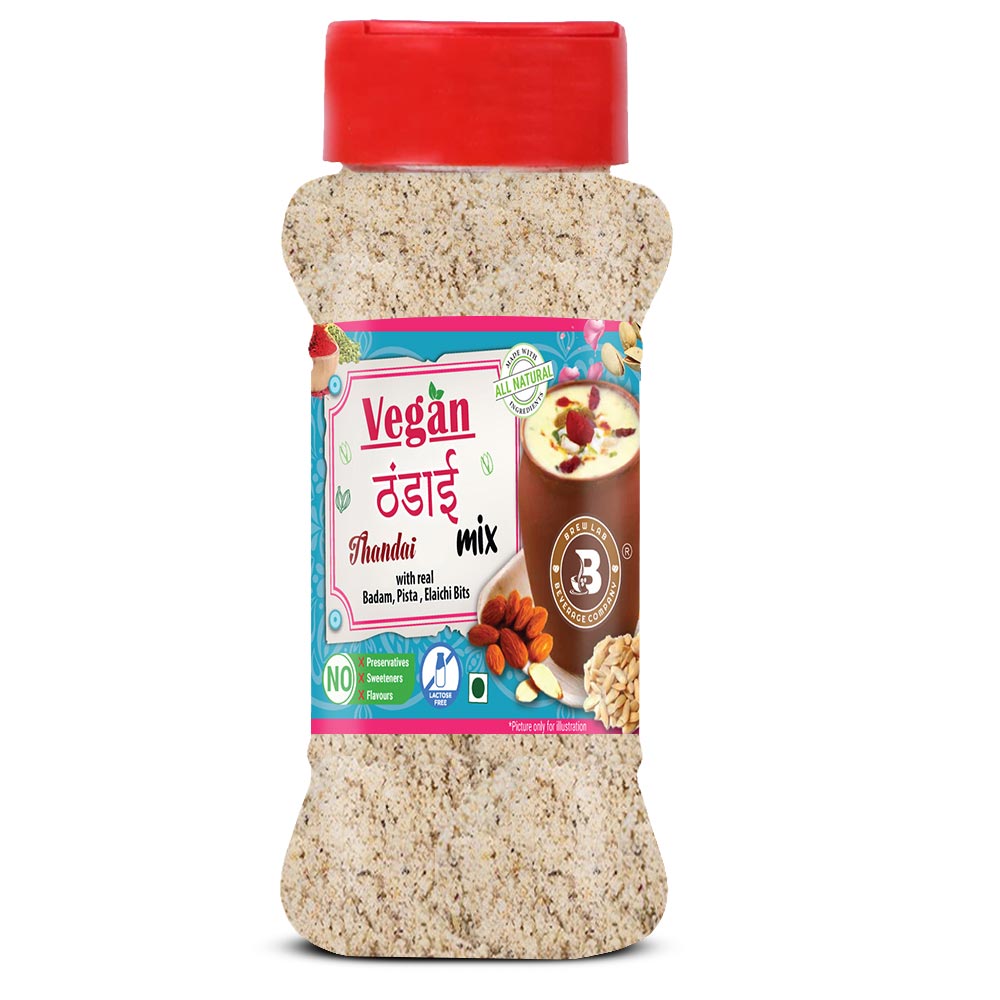 Brew Lab Vegan Thandai Drink Mix with Badam, Kesar and Elaichi | 100% Plant Based, Gluten Free, Lactose Free, Dairy Free | No Added Preservatives 250 gm