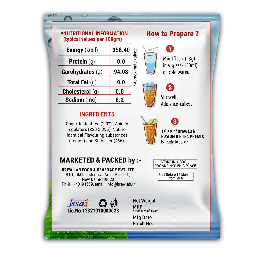 Brew Lab All In One Premium Taste Fusion Ice Tea Premix | Boost Your Antioxidants Iced Tea Plastic Bottle (100 g)