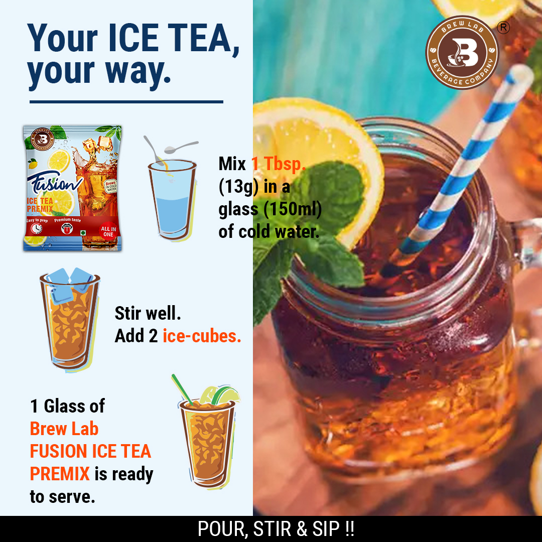 Brew Lab All In One Premium Taste Fusion Ice Tea Premix | Boost Your Antioxidants Iced Tea Plastic Bottle (100 g)