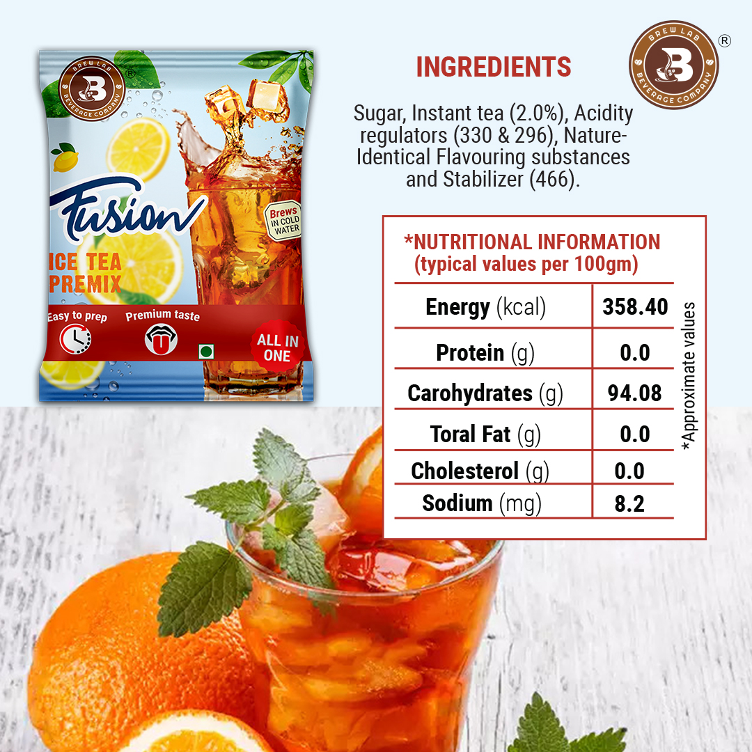 Brew Lab All In One Premium Taste Fusion Ice Tea Premix | Boost Your Antioxidants Iced Tea Plastic Bottle (100 g)