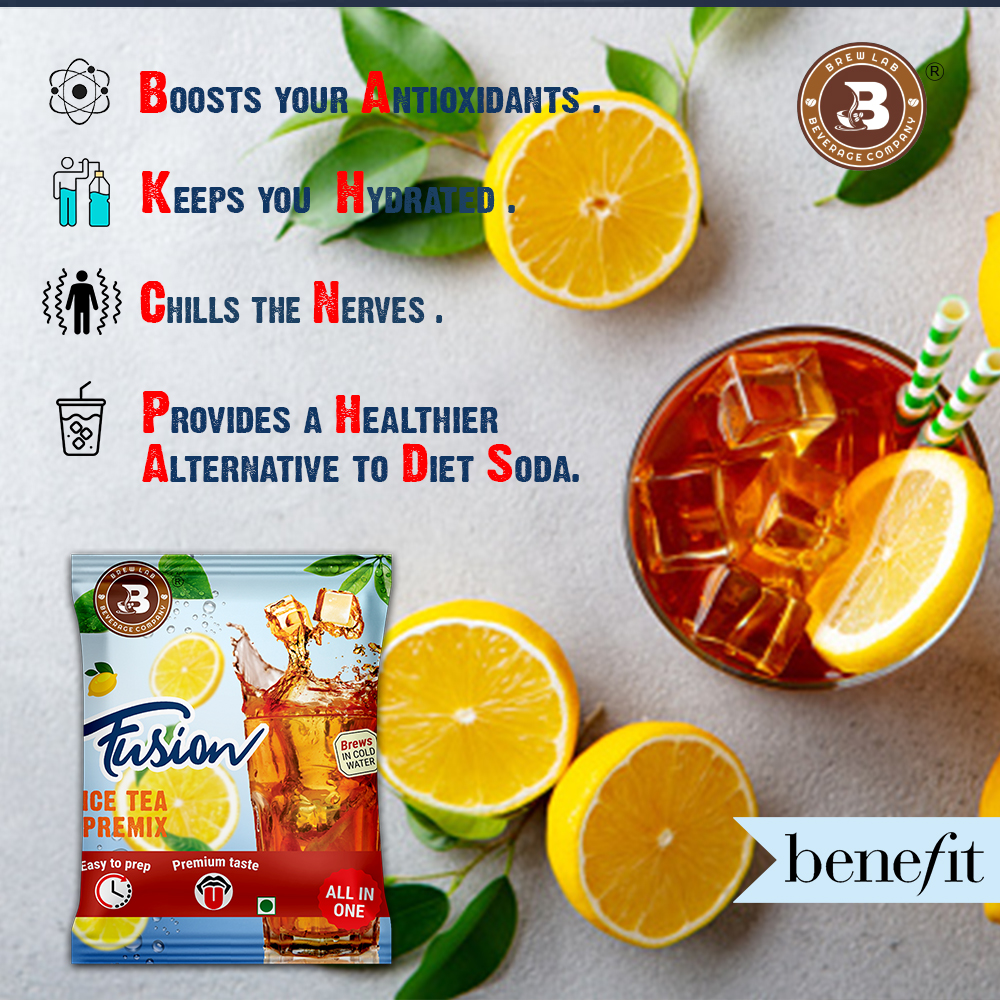 Brew Lab All In One Premium Taste Fusion Ice Tea Premix | Boost Your Antioxidants Iced Tea Plastic Bottle (100 g)