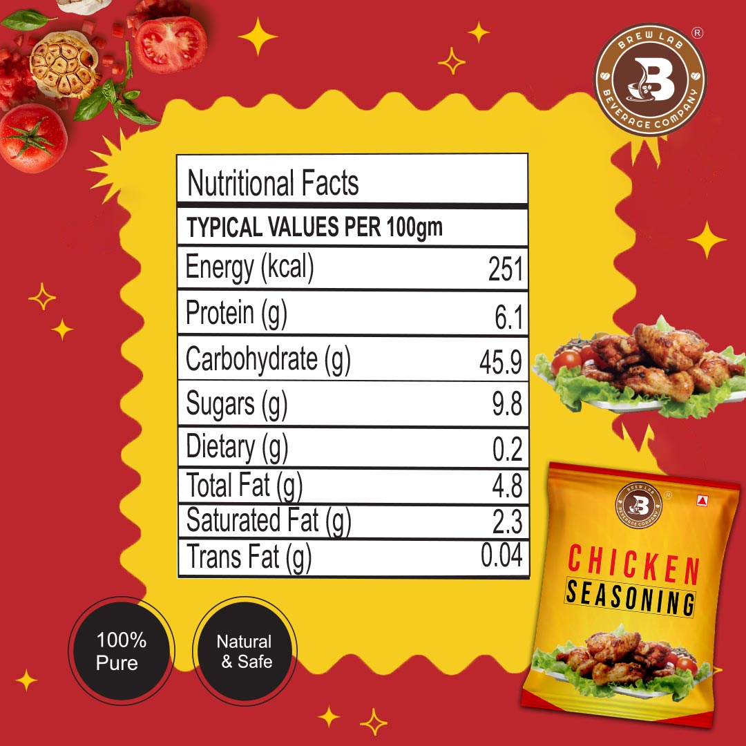 Brew Lab Chicken Seasoning Powder Made With Real Chicken , Spices And Condiments - 100 Gram