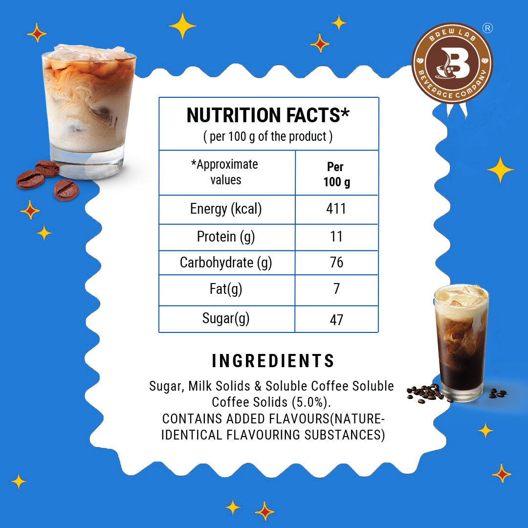 Brew Lab Instant Cold Coffee Premix | Natural Instant Cold Coffee Premix Instant Coffee (100 g, Pure Flavoured)