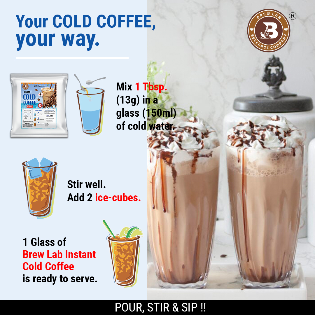 Brew Lab Instant Cold Coffee Premix | Natural Instant Cold Coffee Premix Instant Coffee (100 g, Pure Flavoured)