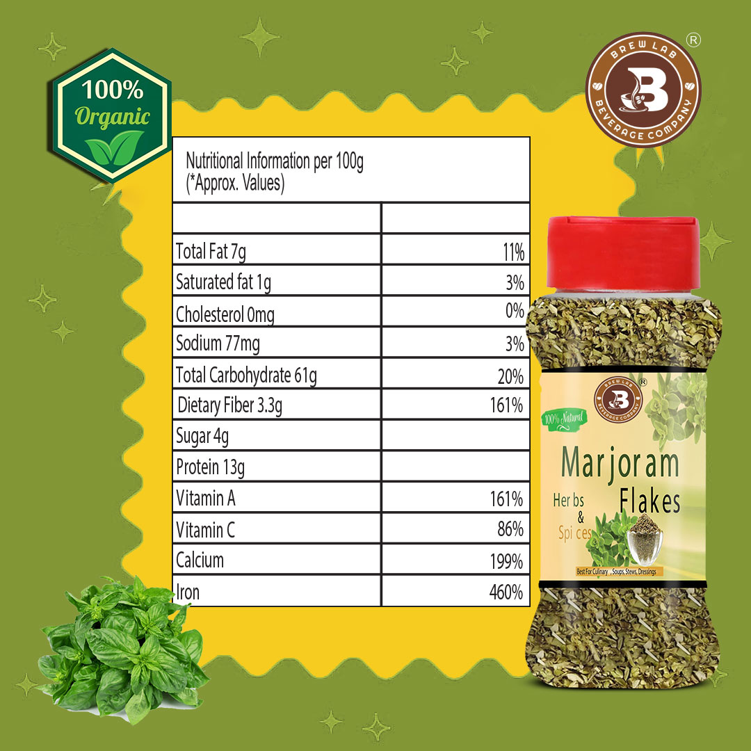 Brew Lab Marjoram Herbs | Oregano | For Pizza, Pasta & Chai (50 g)