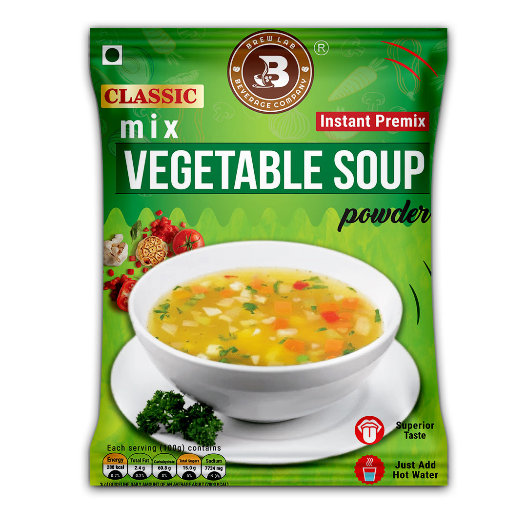 Brew Lab Classic Mix Vegetable Soup Powder | Rich Source of Fluids | Suitable For Vending Machines | Healthy & Tasty | (250gm)