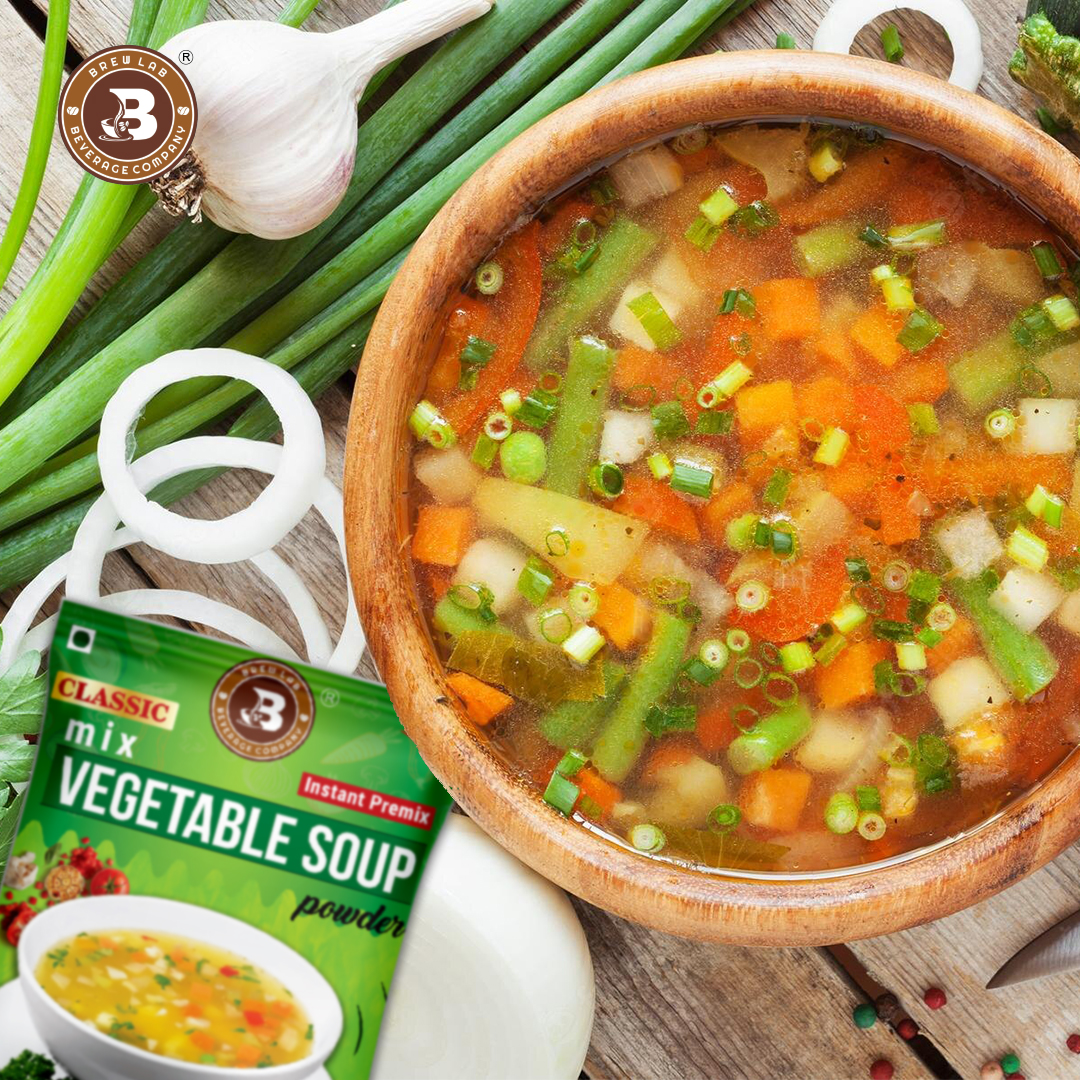 Brew Lab Classic Mix Vegetable Soup Powder | Rich Source of Fluids | Suitable For Vending Machines | Healthy & Tasty | (250gm)