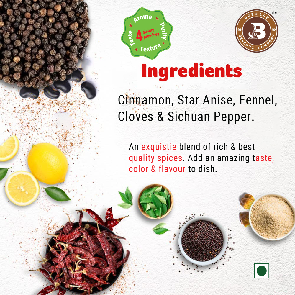 Brew Lab Chinese Five Spices Masala | Superior in Taste | Blended Spice Mix Garam Masala (100 g)