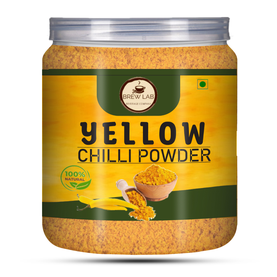 Brew Lab 100% Natural Spicy Sun Dried Yellow Chilli Powder | No Preservatives Added | Peeli Mirch Powder | 100 gm