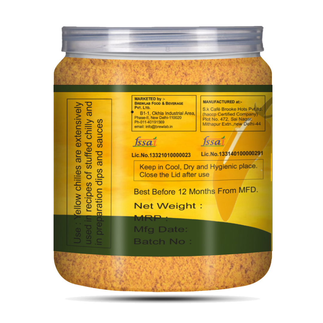 Brew Lab 100% Natural Spicy Sun Dried Yellow Chilli Powder | No Preservatives Added | Peeli Mirch Powder | 100 gm