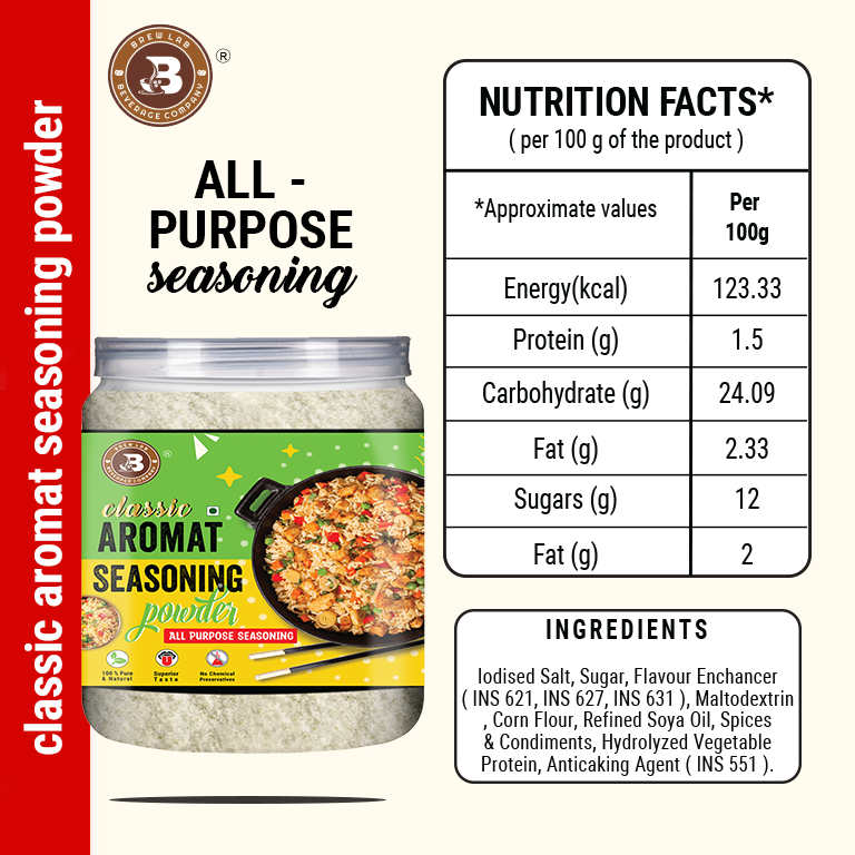 Brew Lab Classic Aromat Mix Seasoning Powder | Aromatic Powder | All Purpose Seasoning | Enhance Taste | Boosts Aroma & Flavor | - 100 Gram