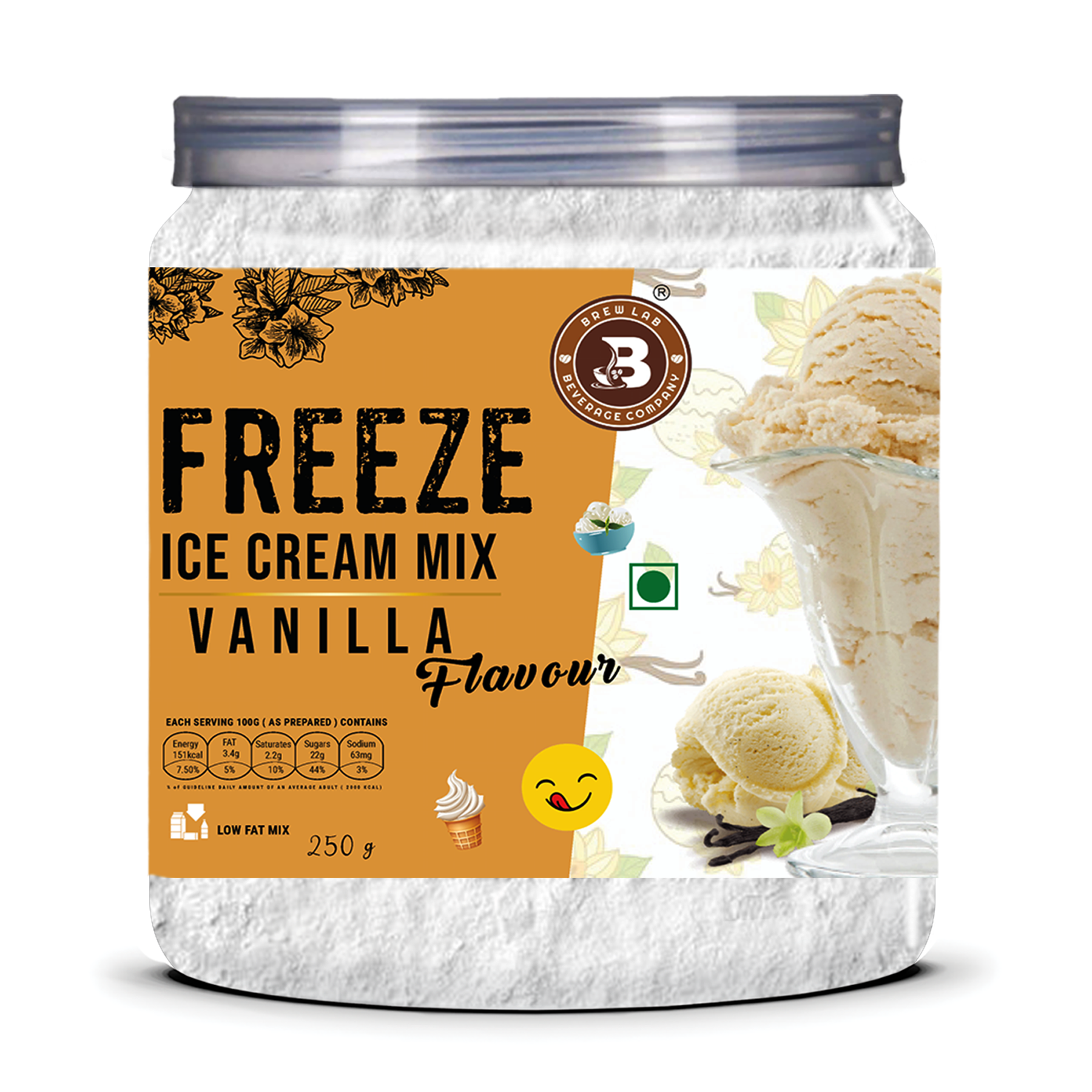 Brew Lab Instant Vanilla Freeze Ice cream Mix Powder | For Tasty & Delicious Ice Cream 100 g