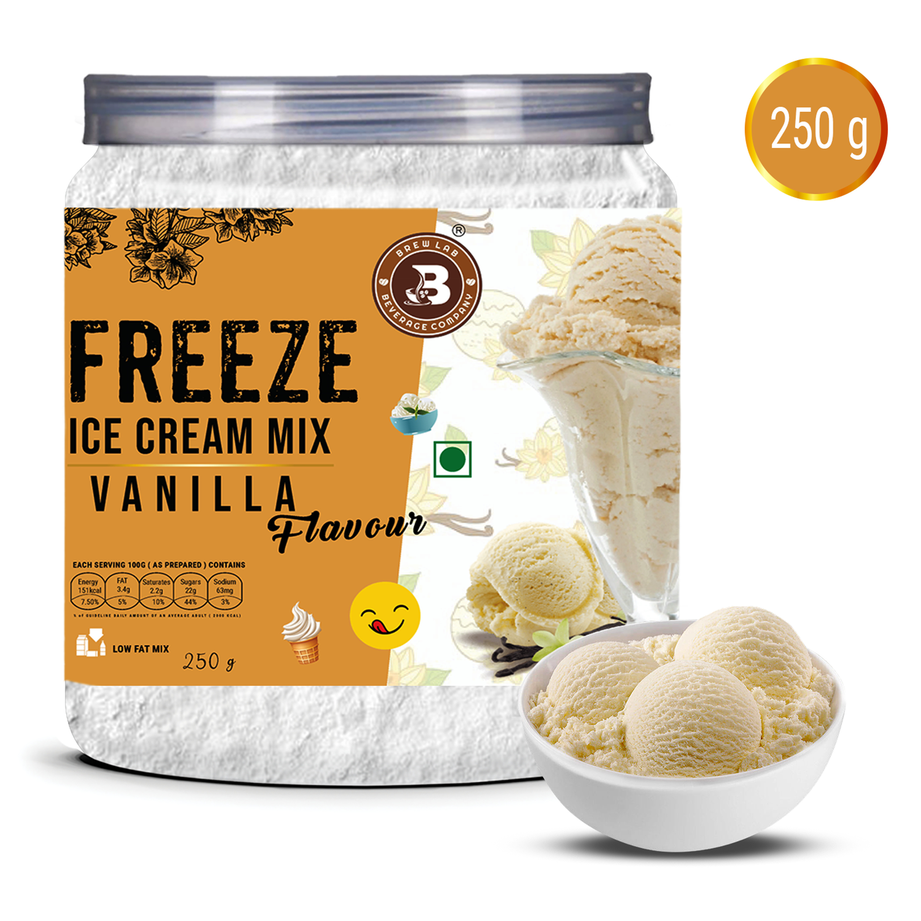 Brew Lab Instant Vanilla Freeze Ice cream Mix Powder | For Tasty & Delicious Ice Cream 100 g