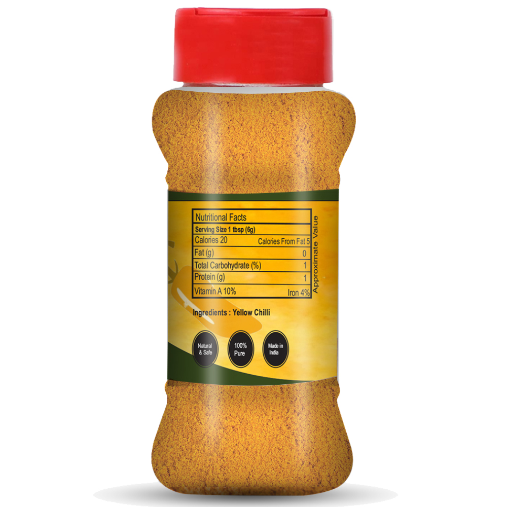 Brew Lab 100% Natural Spicy Sun Dried Yellow Chilli Powder | No Preservatives Added | Peeli Mirch Powder | 100 gm
