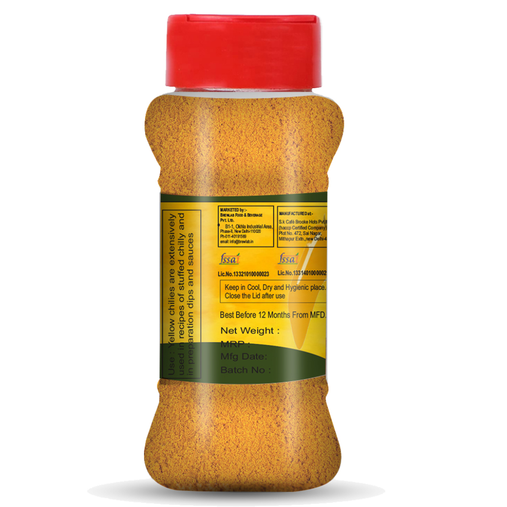 Brew Lab 100% Natural Spicy Sun Dried Yellow Chilli Powder | No Preservatives Added | Peeli Mirch Powder | 100 gm