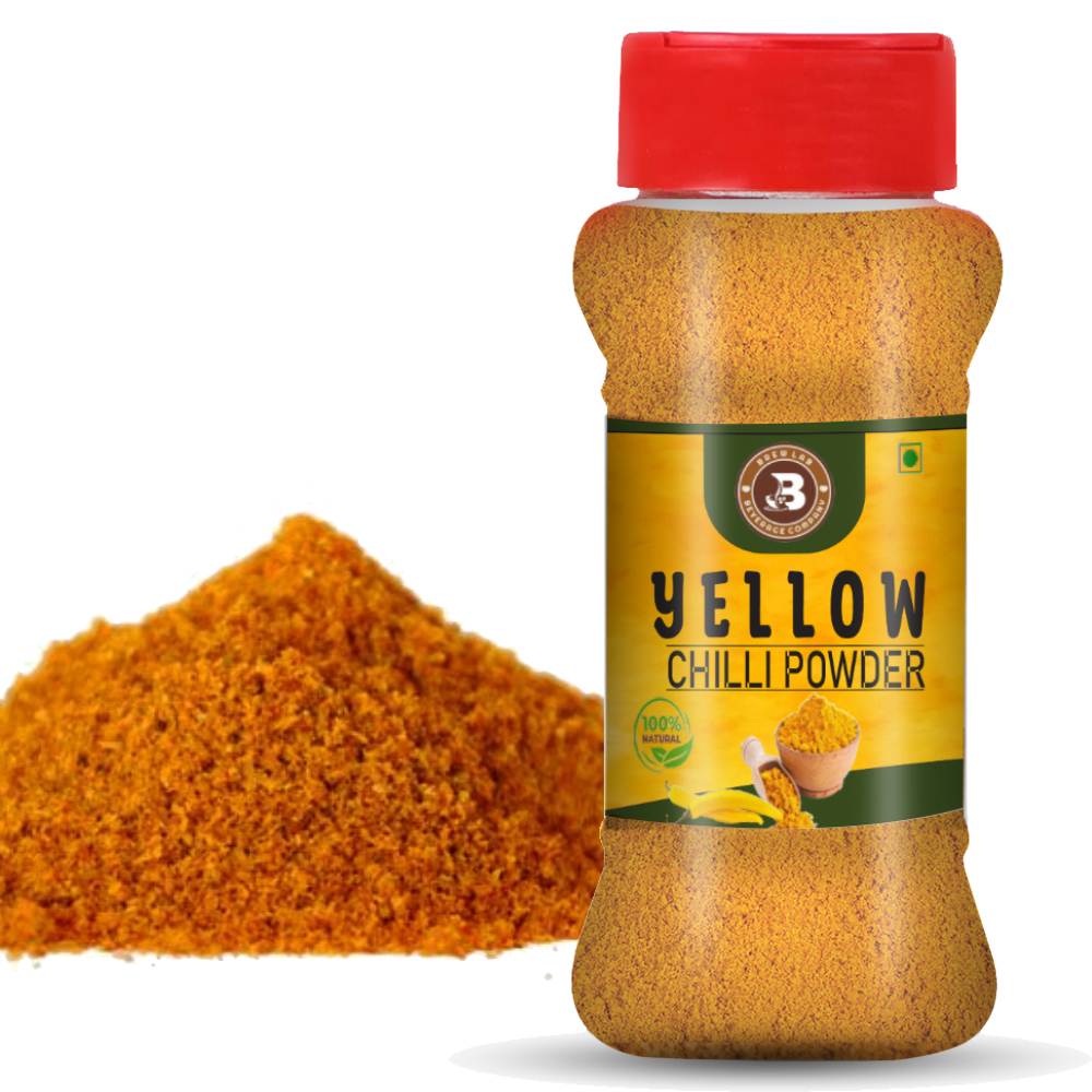 Brew Lab 100% Natural Spicy Sun Dried Yellow Chilli Powder | No Preservatives Added | Peeli Mirch Powder | 100 gm