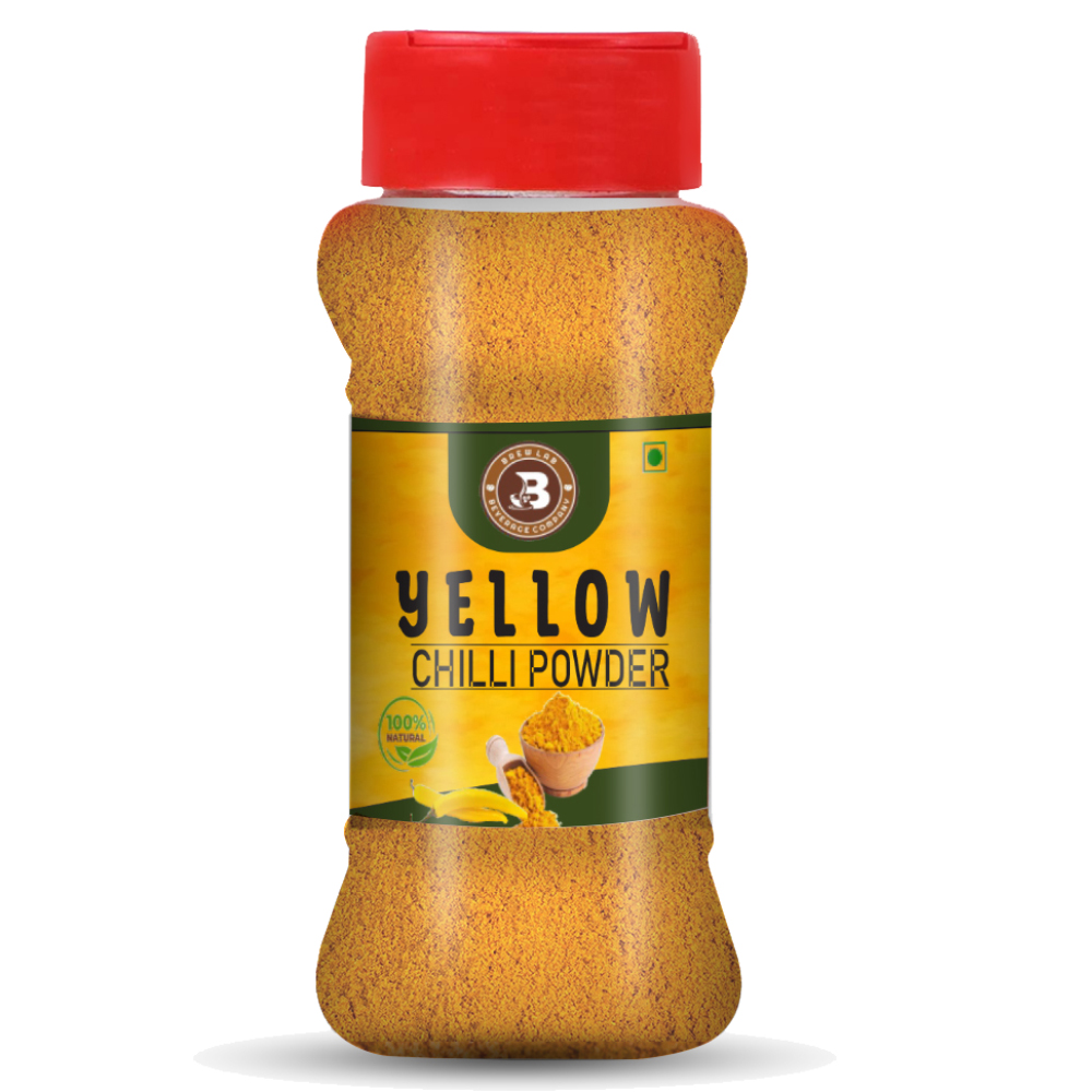 Brew Lab 100% Natural Spicy Sun Dried Yellow Chilli Powder | No Preservatives Added | Peeli Mirch Powder | 100 gm