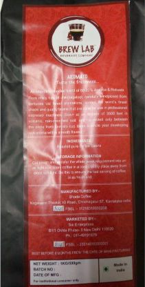 Brew Lab 100% Pure & Natural Roasted Whole Coffee Beans Coffee Beans (1 kg)