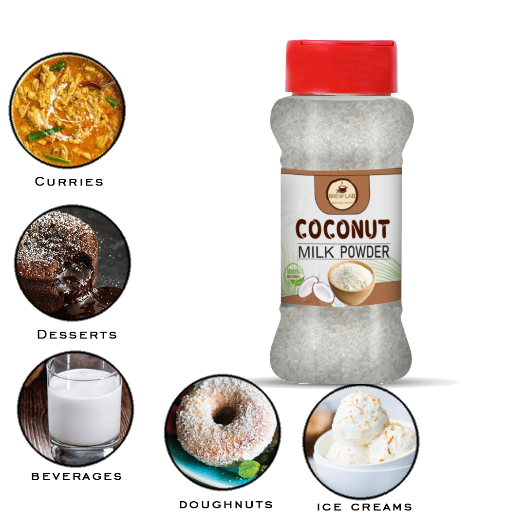 Brew Lab 100% Vegan and Gluten Free Instant Coconut Milk Powder For Cooking | Gravy Thickener | From Selected Indonesian Coconut
