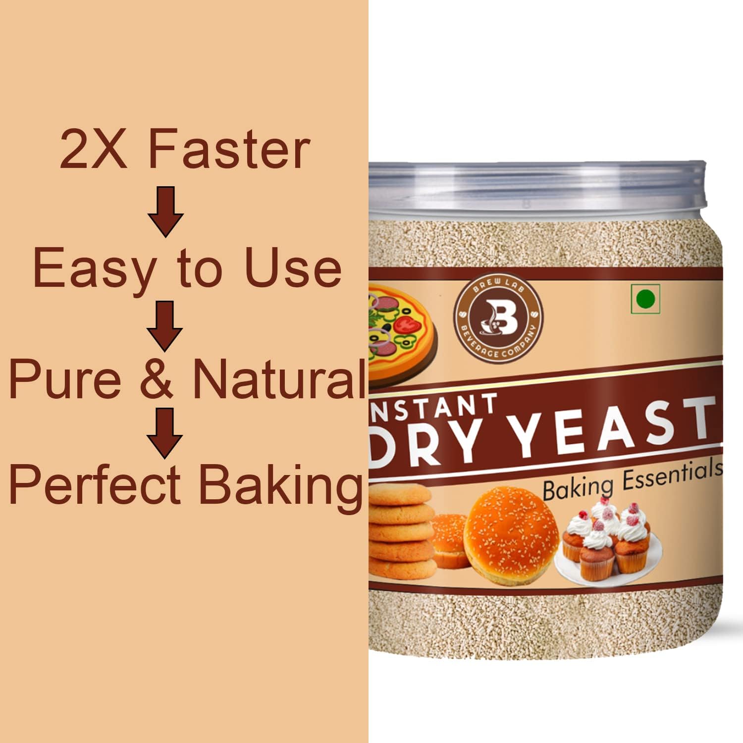 Brew Lab Active Instant Dry Yeast Powder for Baking Bread and Pizza Yeast Powder-100gm