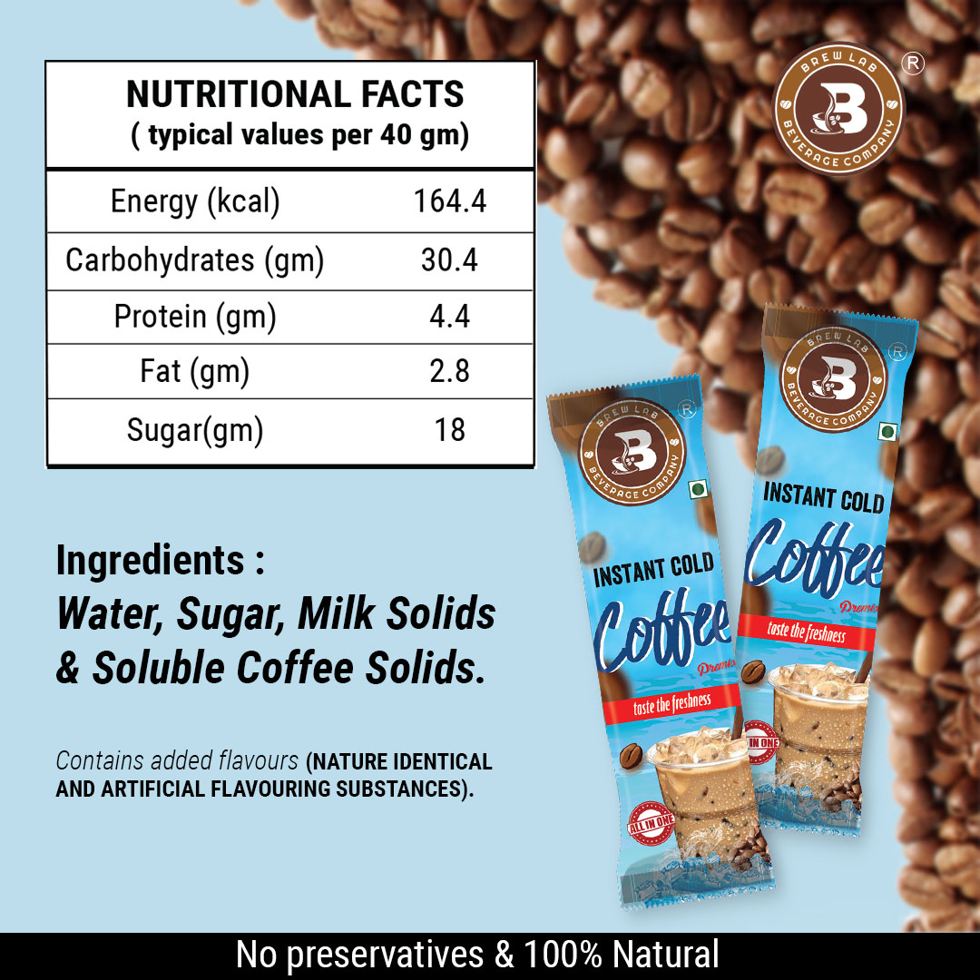 Brew Lab All In One Instant Cold Coffee Premix Sachet Taste The Freshness 40g X 10 Instant Coffee (10 x 40 g)
