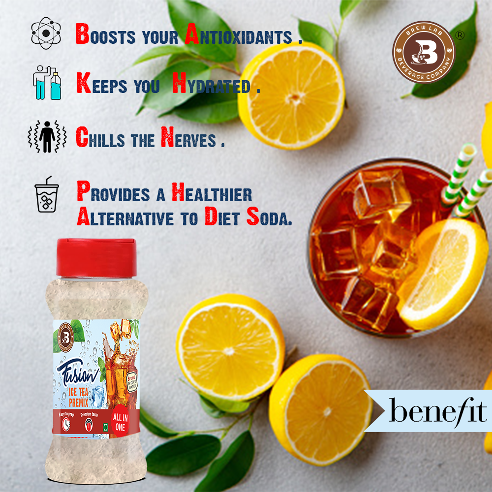 Brew Lab All In One Premium Taste Fusion Ice Tea Premix | Boost Your Antioxidants Iced Tea Plastic Bottle (100 g)