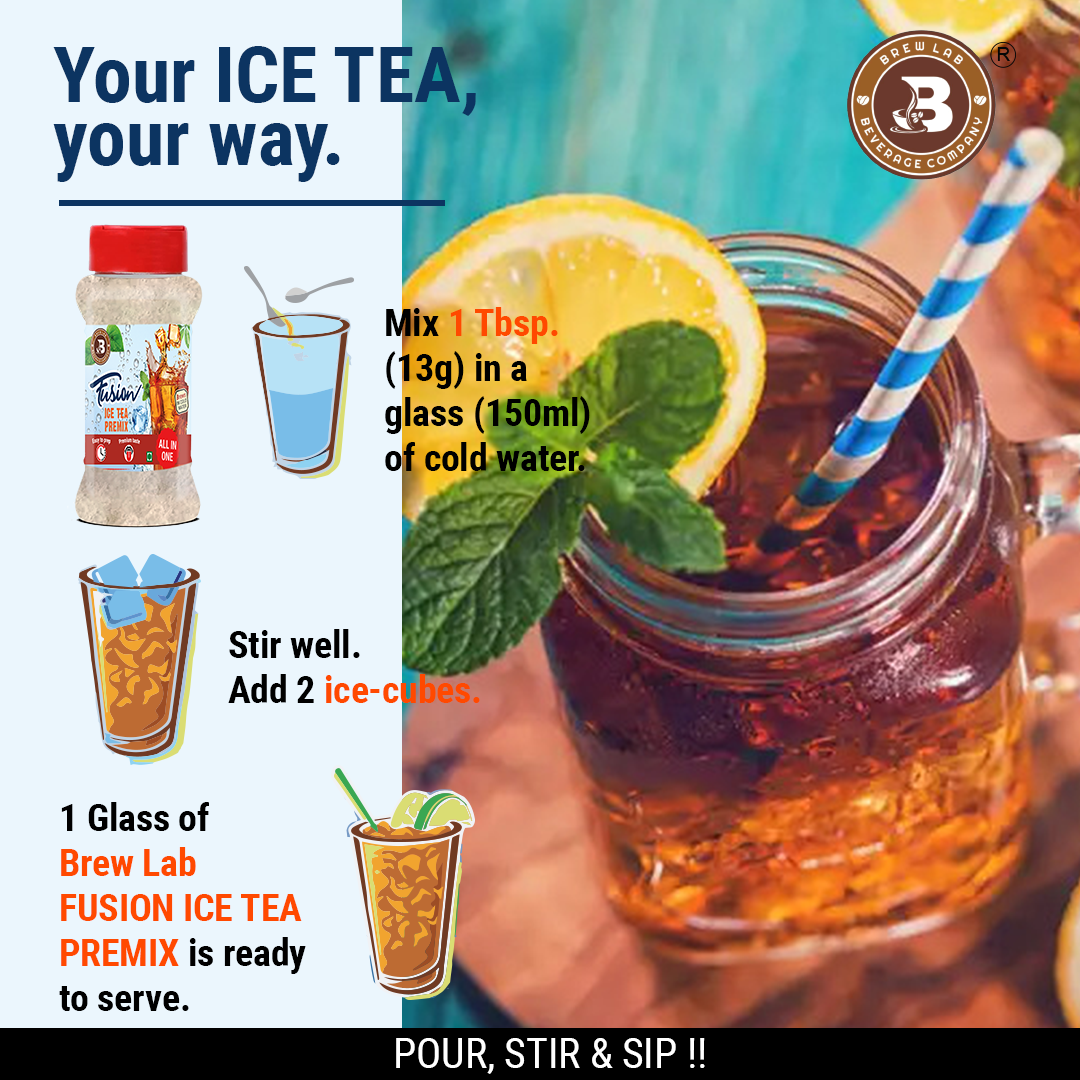 Brew Lab All In One Premium Taste Fusion Ice Tea Premix | Boost Your Antioxidants Iced Tea Plastic Bottle (100 g)