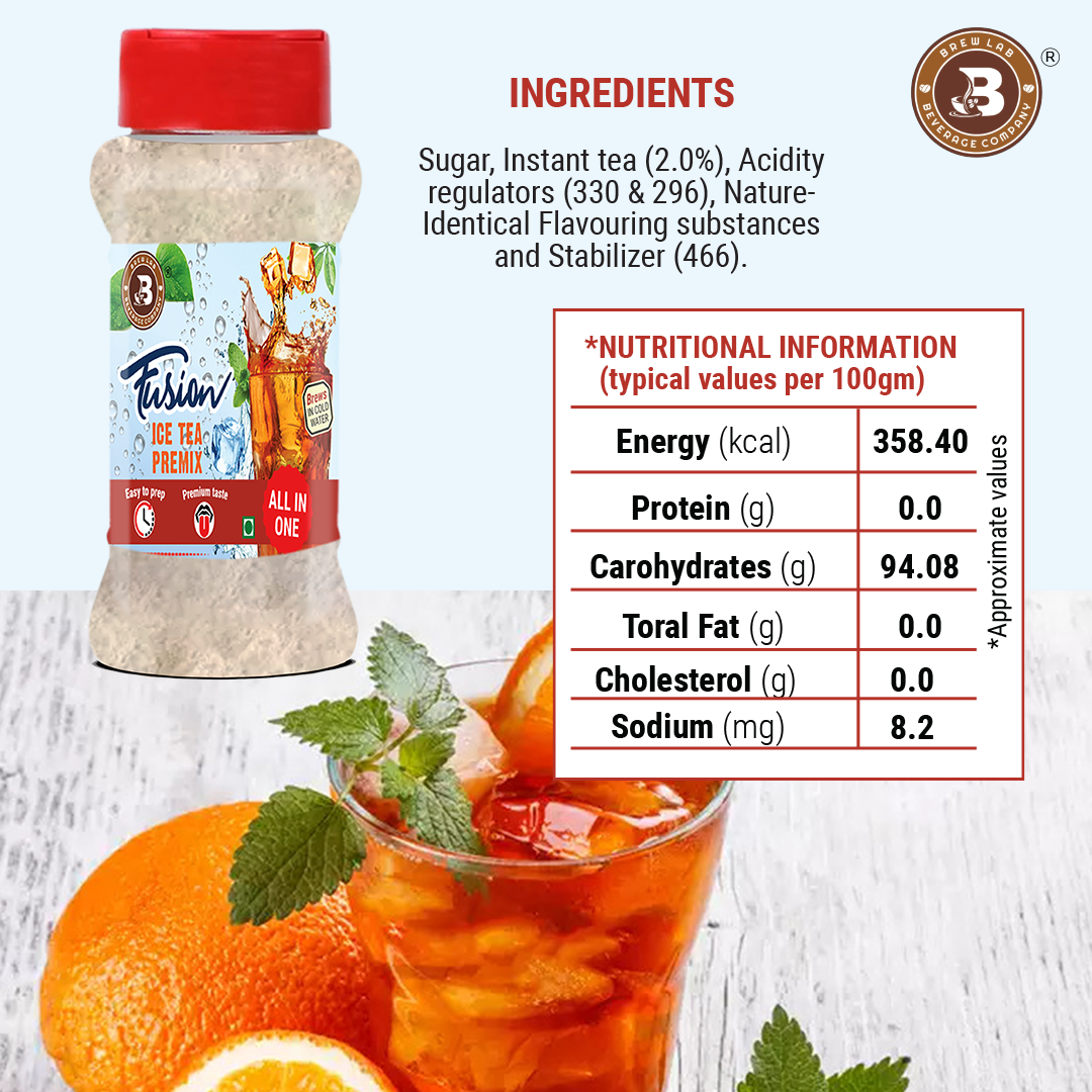 Brew Lab All In One Premium Taste Fusion Ice Tea Premix | Boost Your Antioxidants Iced Tea Plastic Bottle (100 g)