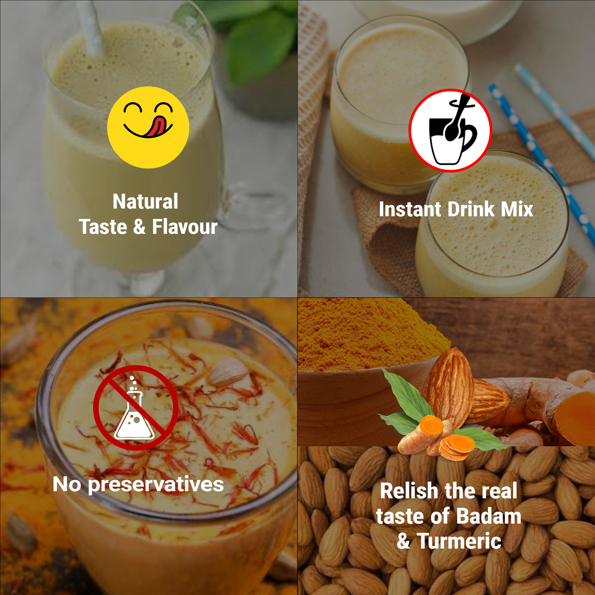 Brew Lab Badam Milk Turmeric Powder | Goodness Of Almond & Turmeric | Natural Aroma | Improves Immune System | Good For Brain (100 g)