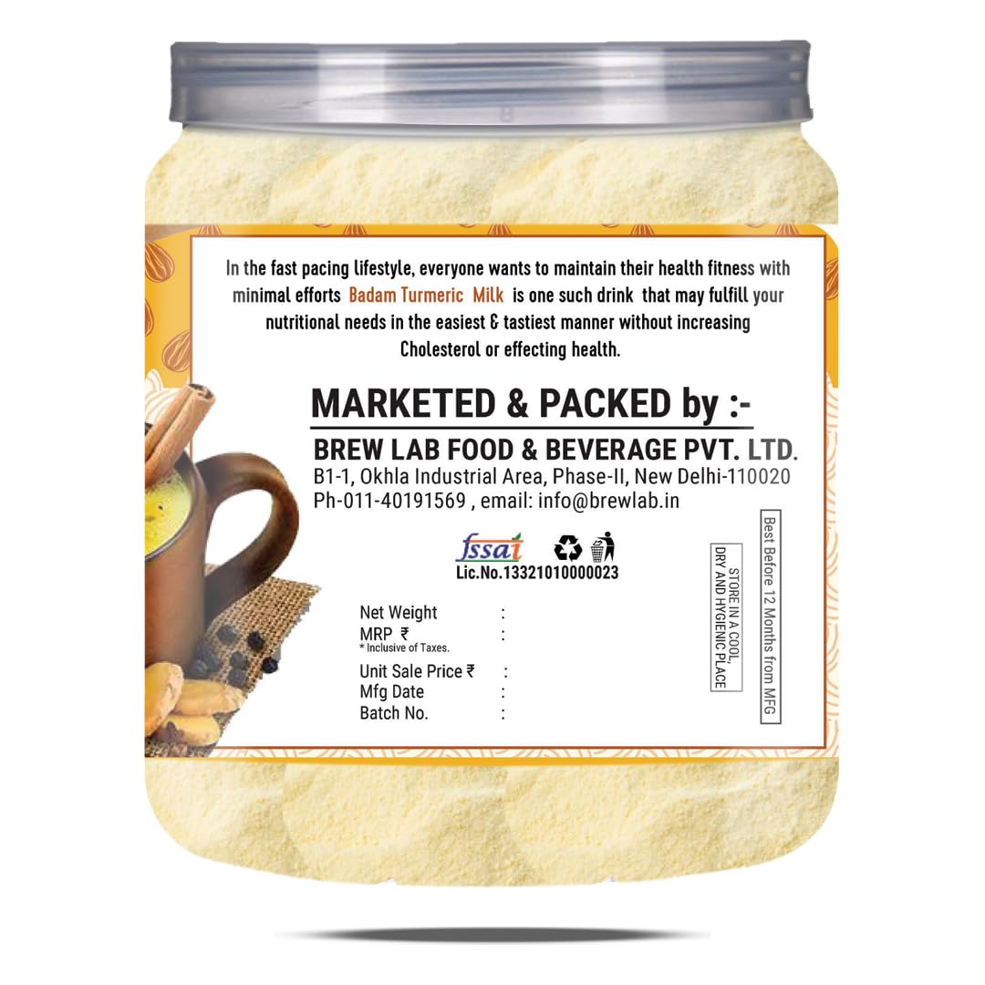 Brew Lab Delicious & Healthy Badam Milk Turmeric | Good For Brain Improves Immune System (250 g)