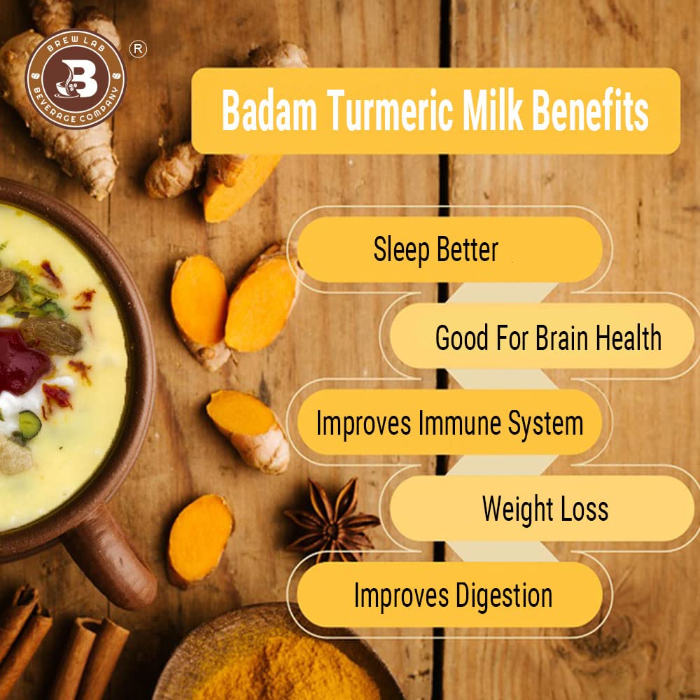 Brew Lab Delicious & Healthy Badam Milk Turmeric | Good For Brain Improves Immune System (250 g)