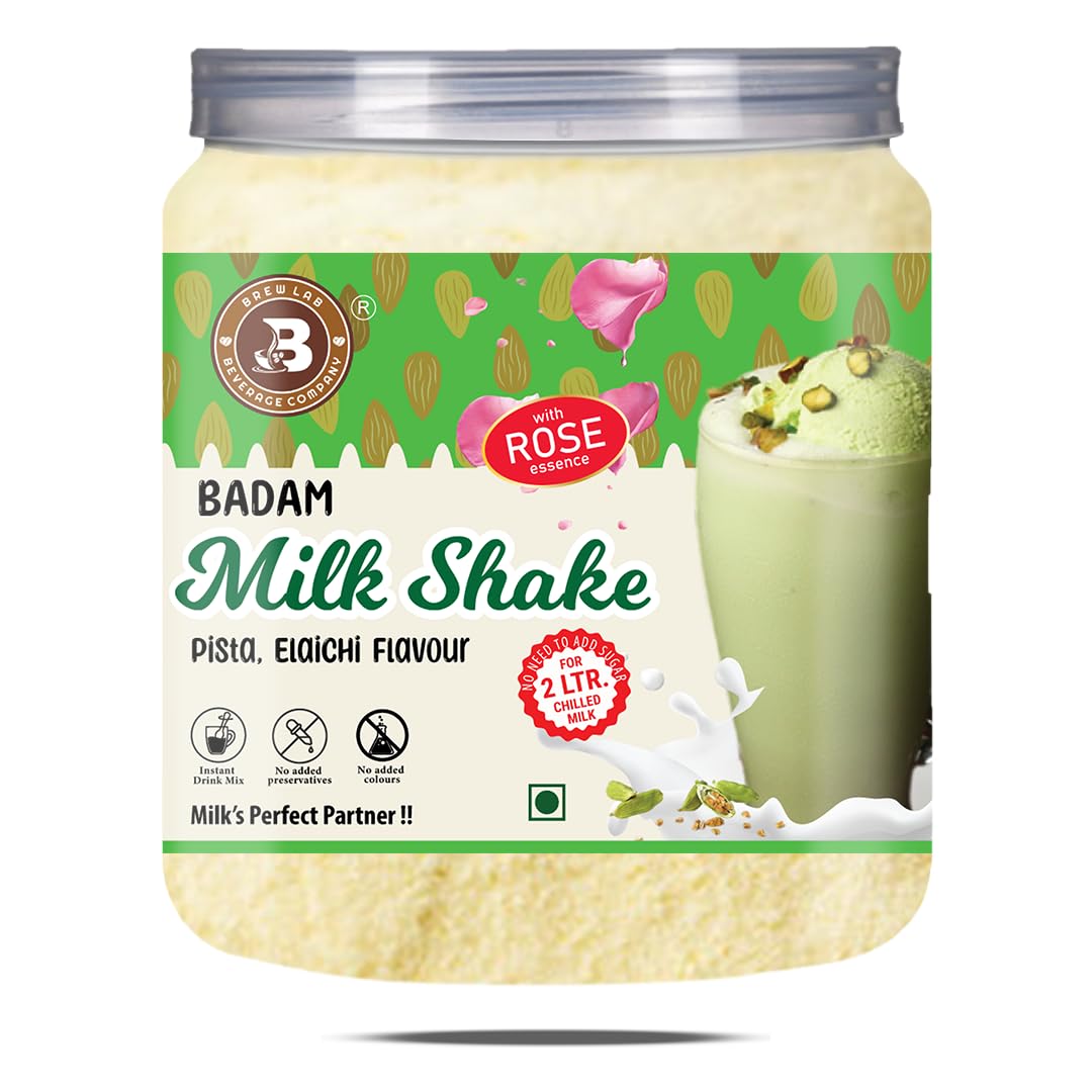 Brew Lab Badam Pista Elaichi Milkshake Powder | Milk Perfect Partner With Rose Essence | 100 g