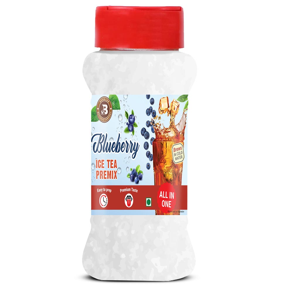 Brew Lab Blueberry Ice Tea Premix-100 gm | Instant Drink Mix Natural Blue Berry Flavor Easy To Use Blueberry Tea Plastic Bottle (100 g)