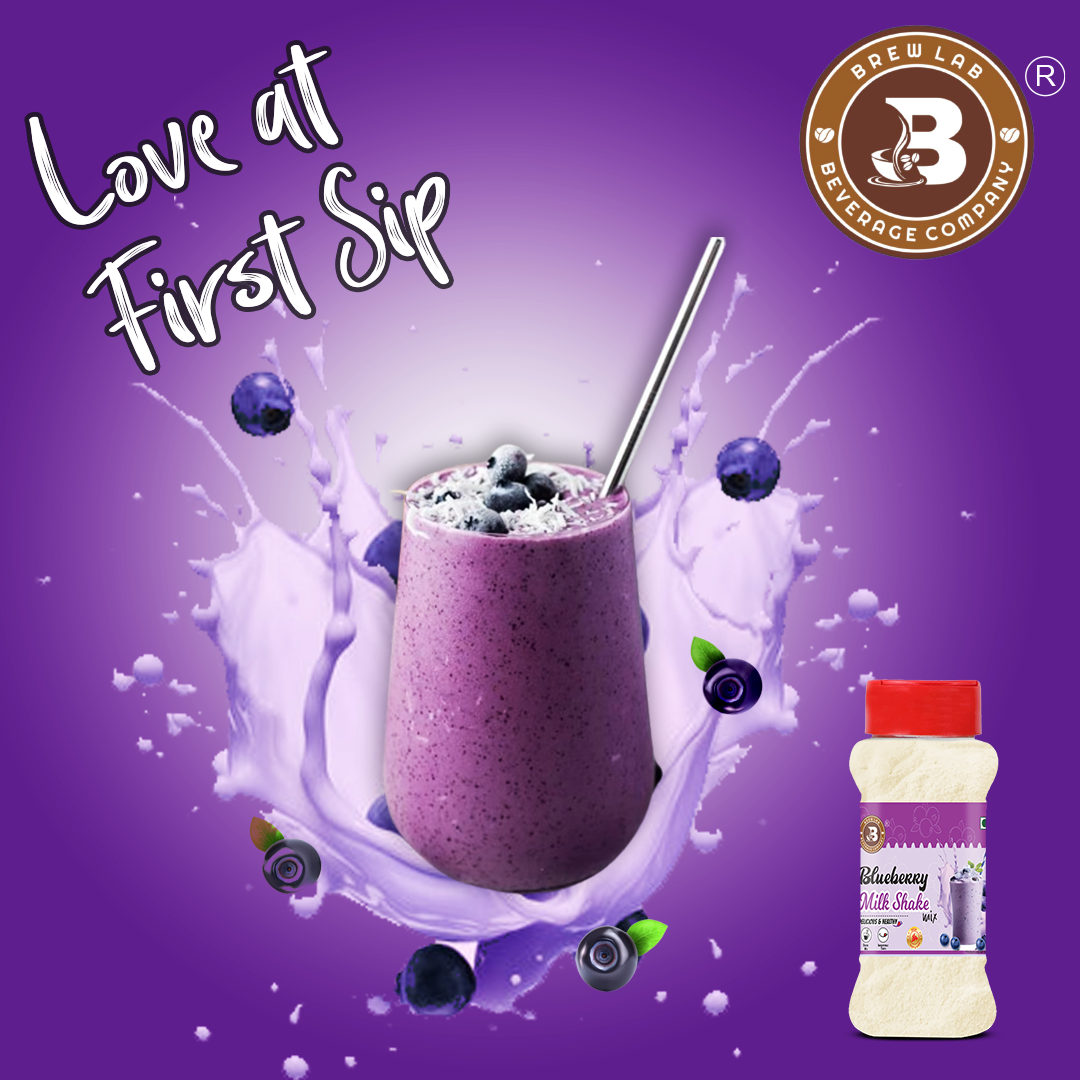Brew Lab Blueberry Milkshake Mix | Instant Drink Mix Thicker, Milkier and Tastier | 100 g