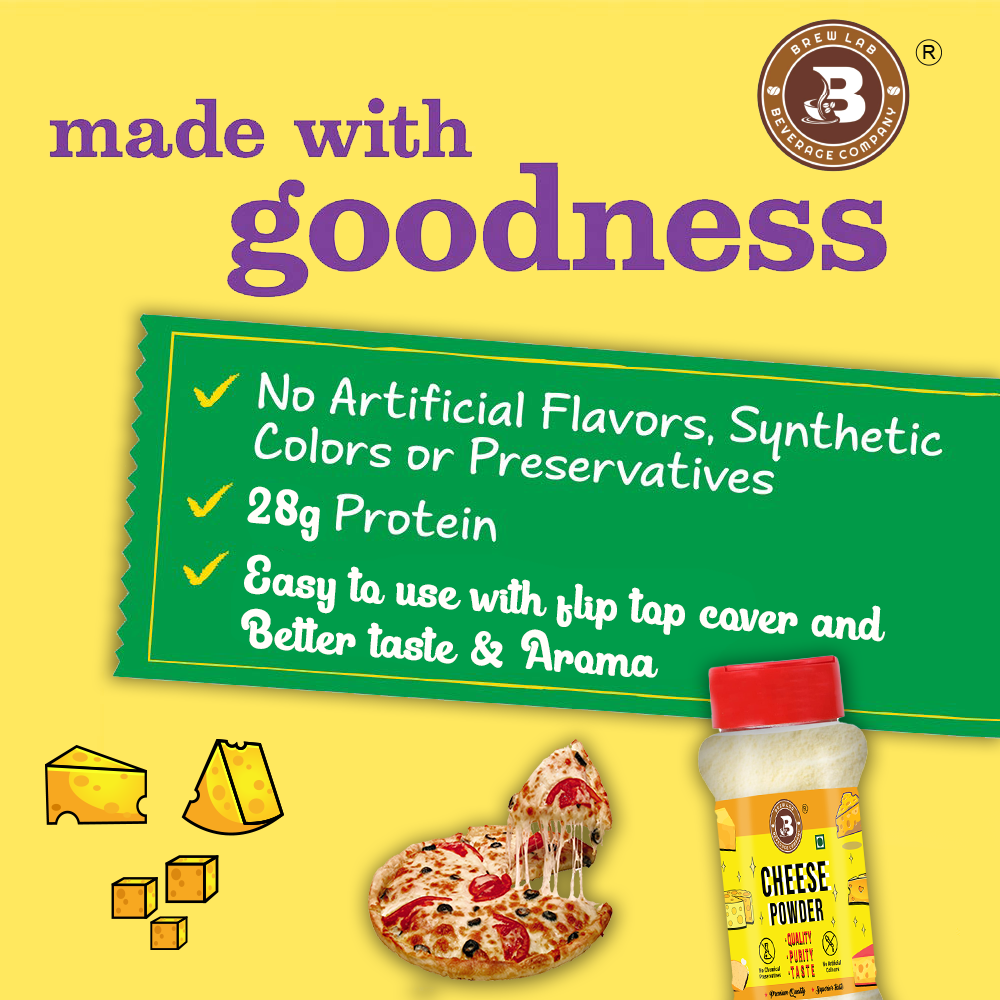 Brew Lab Cheese Powder for Pizza, PopCorn, Pasta, Fries Seasoning |No Gluten, No Additive (100 g)