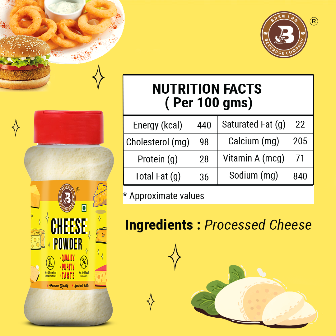 Brew Lab Cheese Powder for Pizza, PopCorn, Pasta, Fries Seasoning |No Gluten, No Additive (100 g)