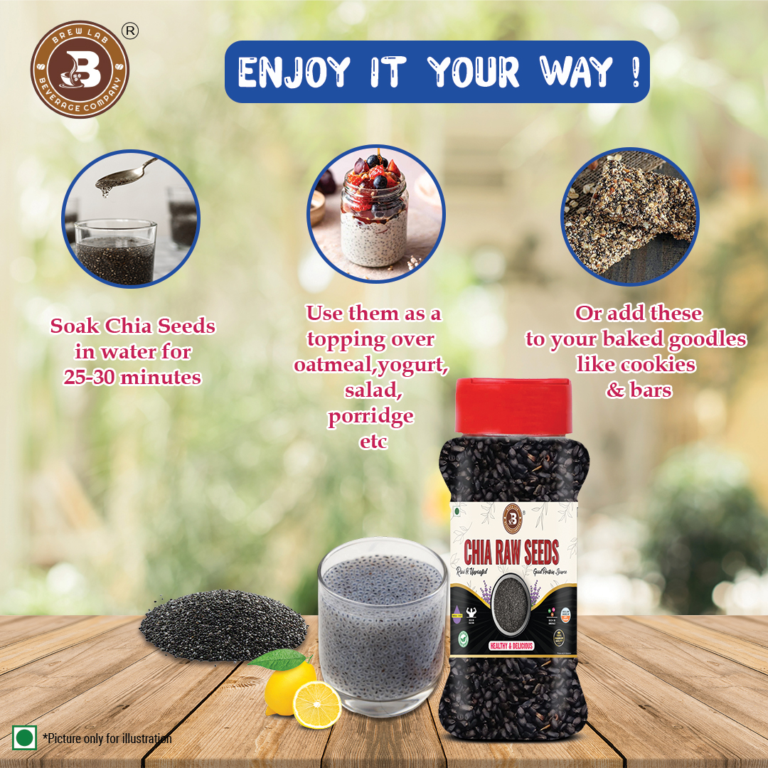 Brew Lab Chia Raw Seeds | Unroasted & Raw Good Source Of Protein | Enhance Skin Health | Chia Seeds  (100 g)