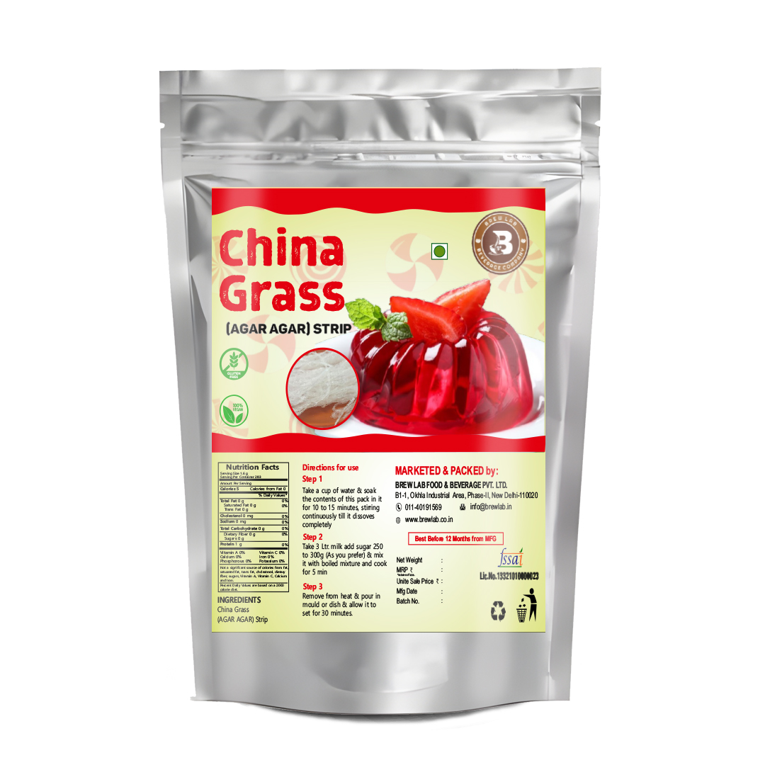 Brew Lab China Grass Strips | Plant Based Quick & Easy To Prepare | 30 gm Agar Agar Strips