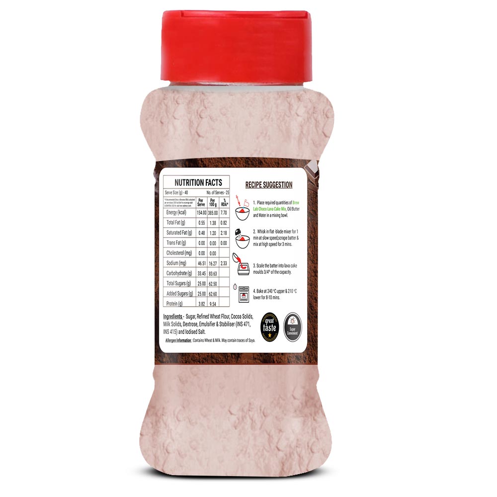 Brew Lab Choco Lava Cake Mix || Great Taste Instant Cake Mix Quick & Easy Preparation || Topping Powder-75 gm