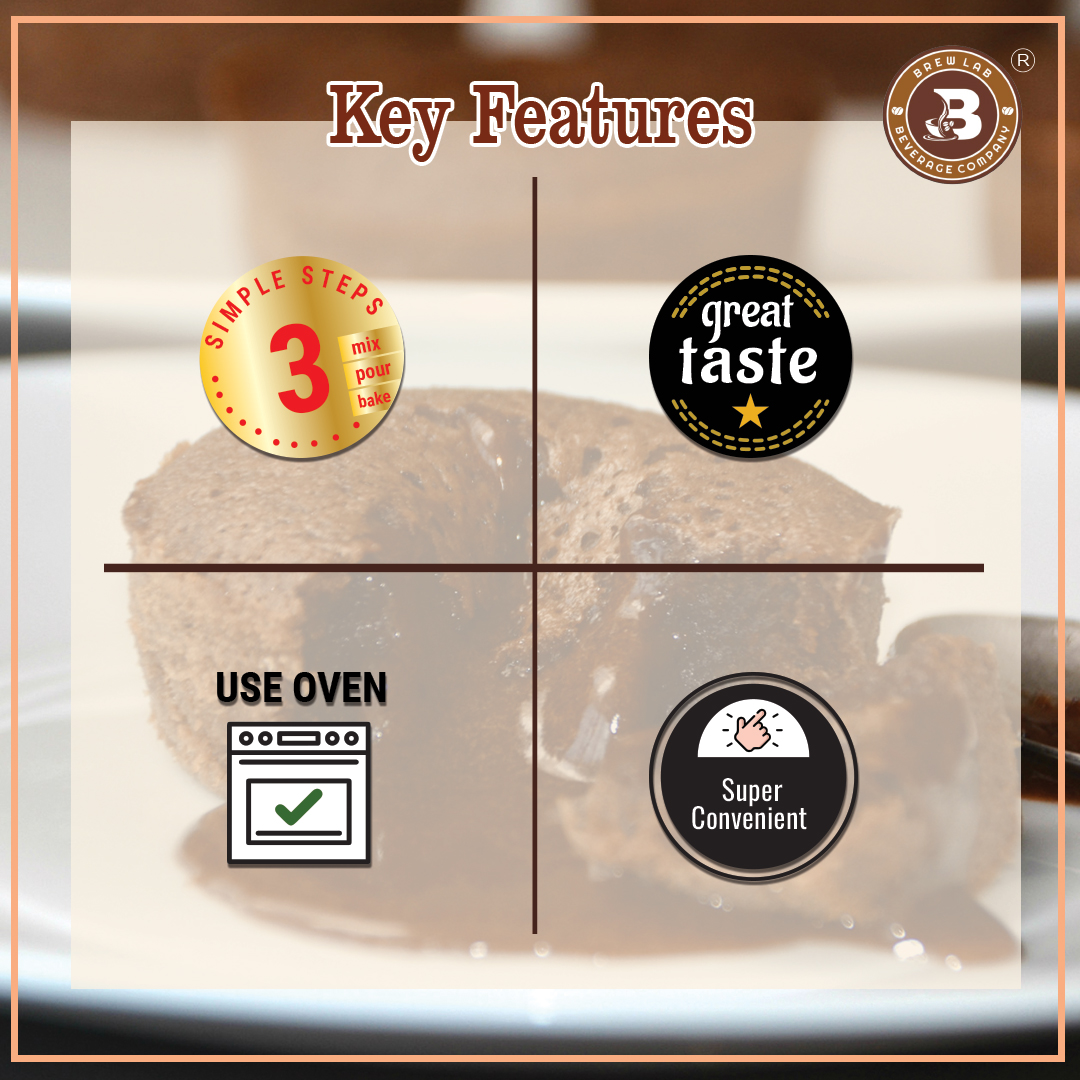 Brew Lab Choco Lava Cake Mix || Great Taste Instant Cake Mix Quick & Easy Preparation || Topping Powder-75 gm