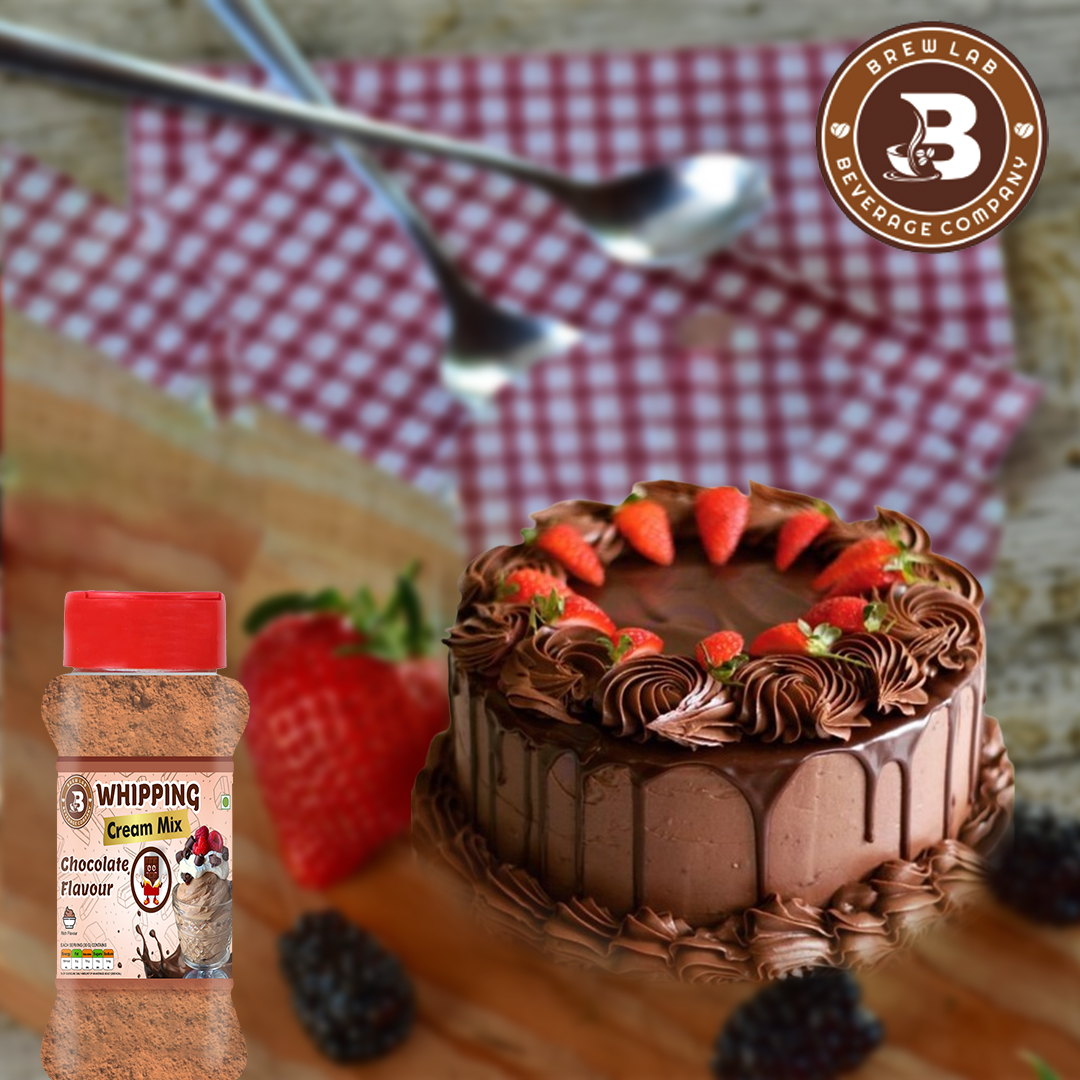 Brew Lab Chocolate Flavour Whipping Cream Mix Easy To Use Cake Decoration Powder Mix Topping (100 g, Chocolate)