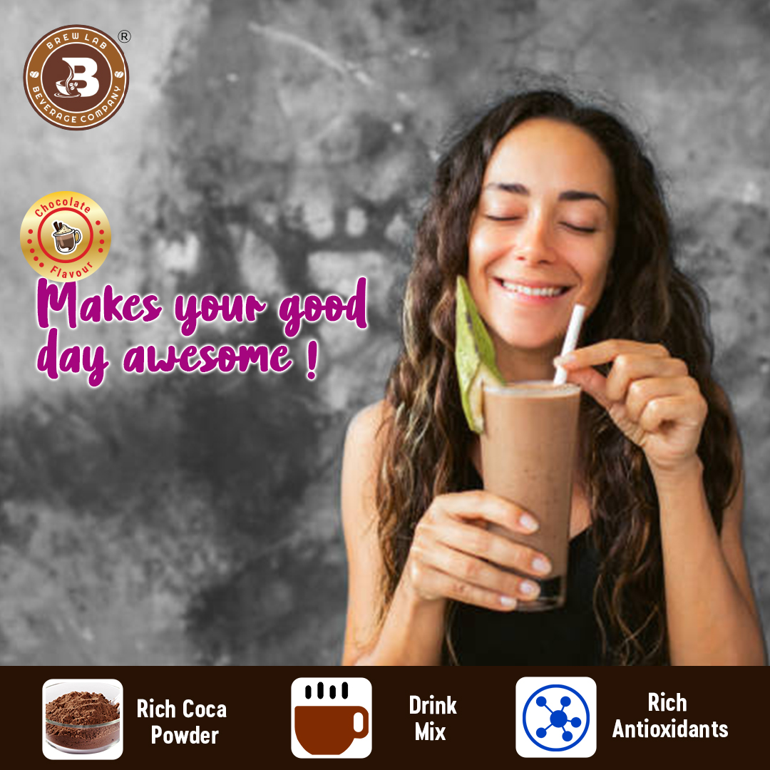 Brew Lab Chocolate Milkshake Mix | Rich Cocoa Powder Instant Drink Mix Rich Antioxidants 100 g